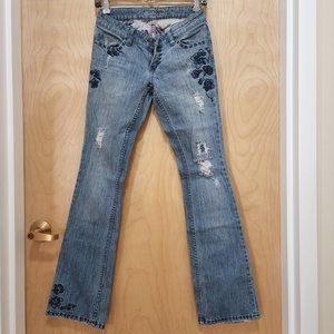 American Eagle Floral Embroidered Flare Jeans